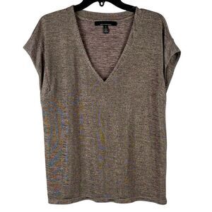 White House Black Market Power Tee Shiny Metallic Pink Blouse Medium